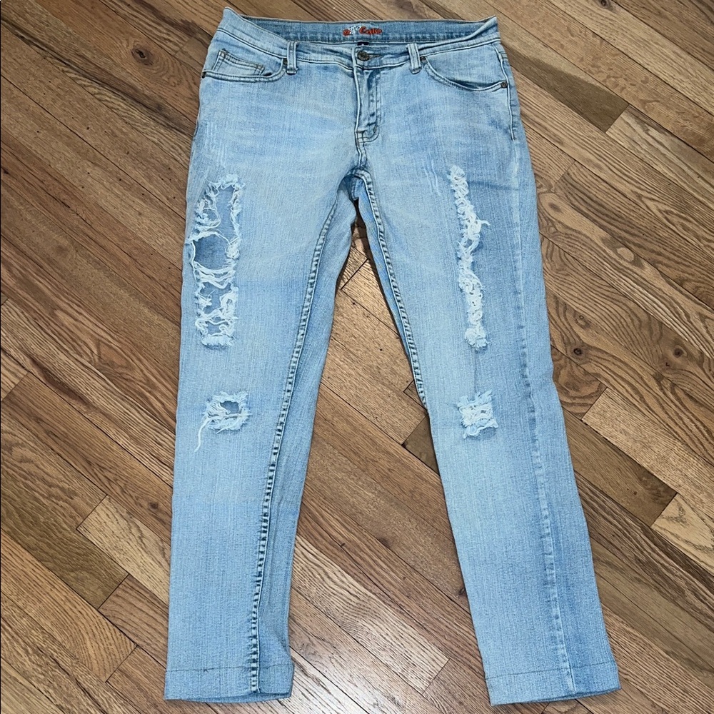 2 Cute Light Blue Distressed Skinny Jeans Size 9